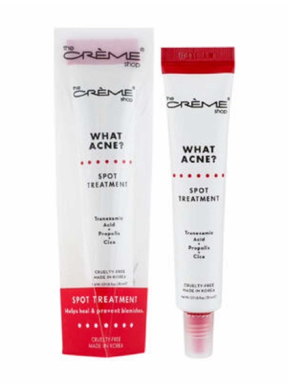 🔥The Crème Shop What Acne? Spot Treatment – White with Red Cap - 1 fl oz